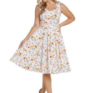 Eva Rose Fox Print Fit and Flare Dress 3X